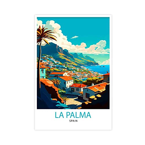FISH DRAGATE La Palma Reise-Landschaft, Leinwand-Poster, Wandkunst, Bilddruck, modern für Wohnzimmer, Schlafzimmer, Heimdekoration, rahmenlos, 40 x 60 cm von FISH DRAGATE