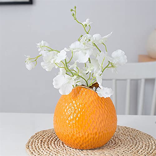 FISISZ Keramik Vase UnregelmäßIges Gesicht Design Dekorative Blumenvase FüR Wohnkultur Wohnzimmer, Zuhause, BüRo, HerzstüCk, Tisch Und Hochzeit (Blanco : Orange, Size : 14 * 14 * 14cm) von FISISZ