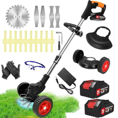 Akku-Rasentrimmer 21V Elektrischer Rasentrimmer - Motorsense akku Mit 2x2000mAh Batterie und 4 Messertypen, kantenschneider und Freischneider Akku für effiziente Rasenpflege und Unkrautbeseitigung Akku-Rasentrimmer 21V Elektrischer Rasentrimmer - Motorsense akku Mit 2x2000mAh Batterie und 4 Messertypen, kantenschneider und Freischneider Akku für effiziente Rasenpflege und Unkrautbeseitigung von FISIYINDZ