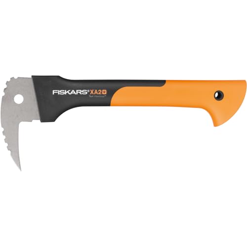 Fiskars Hand-Sappie zur Holzbearbeitung, Länge: 34,8 cm, Gehärtete Stahlklinge/Glasfaserverstärkter Kunststoffgriff, Inklusive Schutzhülle, Schwarz/Orange, WoodXpert, XA2, 1003622 von Fiskars