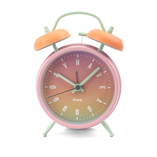 FISURA - Analogwecker ohne Ticken. Wecker mit Led-Nachtlicht. Zifferblatt 9 Zentimeter.11,7x5,5x16. Metall und ABS (Farbverlauf) von FISURA