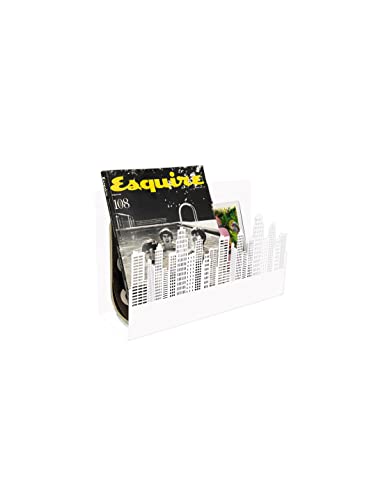 FISURA - Dekorativer Zeitungsständer "Gebäude". Moderner weißer Zeitschriftenständer. Zeitschriftensammler Metall im Industriestil 35 x 11 x 22 Zentimeter. von FISURA