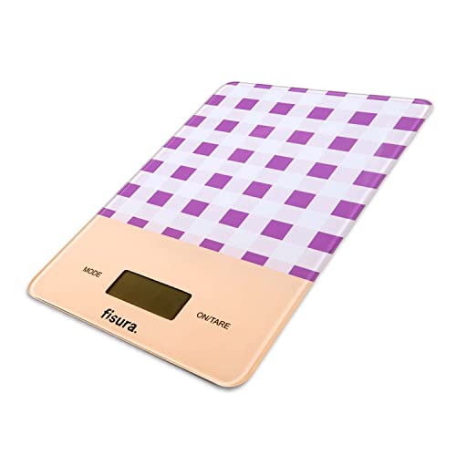 FISURA - Digitale Küchenwaage von Vichy. Original elektronische Waage 5kg/11lbsDigitalwaage Briefwaage mit Tara-Funktion. Glas und ABS. 15 x 22 cm. (Vichy lila) von FISURA