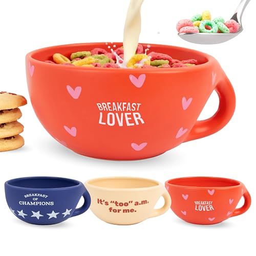 FISURA – Frühstücksschüssel Breakfast Lover. Rote Kaffeetasse 490 ml. Große Keramikschale für Kaffee, Müsli oder Joghurt. 16,5 zentimeter x 7,5 zentimeter von FISURA
