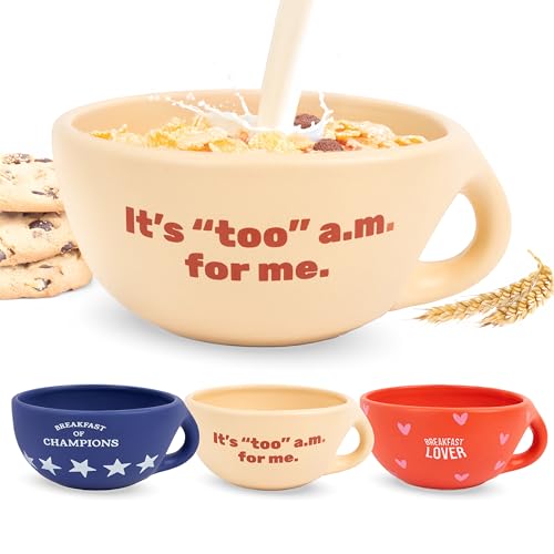 FISURA – Frühstücksschüssel It’s Too A.M.. Beige Kaffeetasse 490 ml. Große Keramikschale für Kaffee, Müsli oder Cappuccino. 16,5 zentimeter x 7,5 zentimeter von FISURA