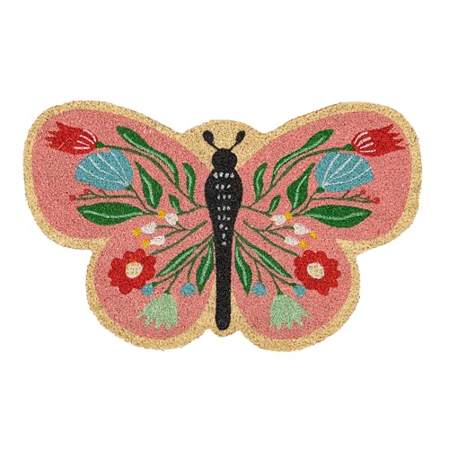 FISURA - Fußmatte Eingangshalle Schmetterling aus Kokosnuss mit Rutschfester PVC-Rückseite. Fußmatte mit origineller Form. Größe: 65 cm x 40 cm x 1,5 cm. von FISURA