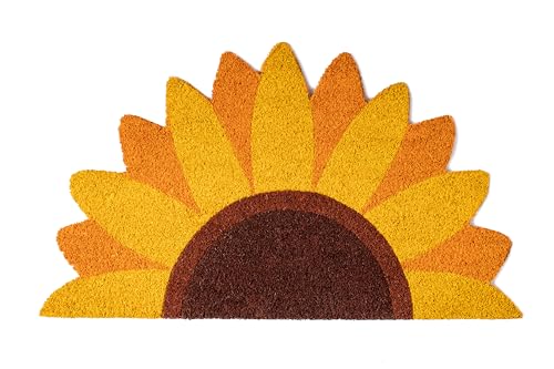 FISURA - Fußmatte außen Sonnenblume aus Kokosnuss mit Rutschfester PVC-Rückseite. Lustige Welcome Fußmatte. Handbemalt. Größe: 70 cm x 40 cm x 1,5 cm. von FISURA