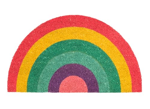 Fisura - Fußmatte außen Regenbogen aus Kokosnuss mit Rutschfester PVC-Rückseite. Lustige Welcome Fußmatte. Handbemalt. Größe: 70 cm x 40 cm. Farben: rosa, lila, blau, grün, gelb und rot. von FISURA