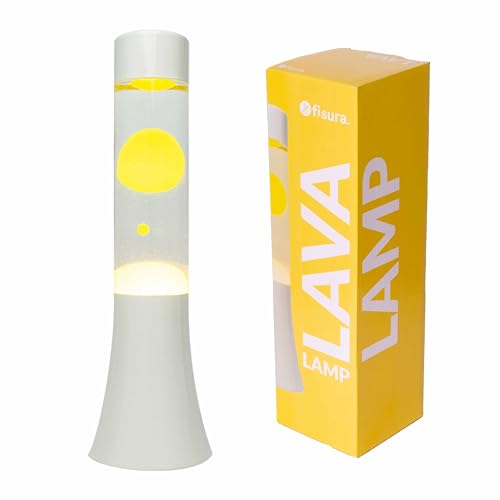 FISURA - Gelbe Lavalampe. 30 cm große Lavalampe mit weiße Basis, transparenter Flüssigkeit und gelber Lava. Lampe mit Entspannungseffekt. 9x9x30 cm FISURA - Gelbe Lavalampe. 30 cm große Lavalampe mit weiße Basis, transparenter Flüssigkeit und gelber Lava. Lampe mit Entspannungseffekt. 9x9x30 cm von FISURA