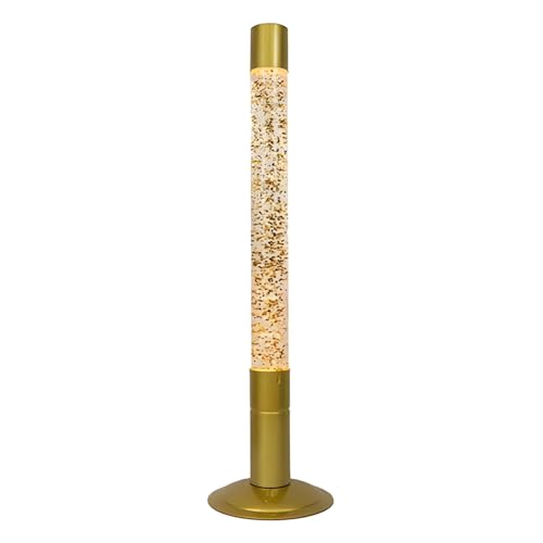 FISURA - Große Glitzer-Lavalampe. XXL-Lavalampe mit goldenem Sockel, transparenter Flüssigkeit und mehrfarbigem Glitter. Stehleuchte 20 x 20 x 75 cm. von FISURA