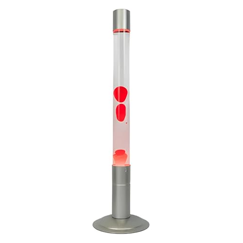 FISURA - Große rote Lavalampe. XXL-Lavalampe mit silbernem Sockel, transparenter Flüssigkeit und roter Lava. Stehleuchte 20 x 20 x 75 cm. von FISURA