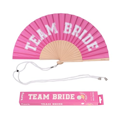 FISURA – Handfächer aus Holz mit der Aufschrift Team Bride“. Perfektes Accessoire für Hochzeiten und Junggesellinnenabschiede, tragbarer Ventilator mit praktischem Aufhänger. Maße: 42,5 x 23 cm von FISURA