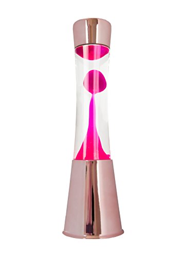 FISURA - Lavalampe rosa. Roségoldfarbener Chromsockel, transparente Flüssigkeit und rosa Lava. Lavalampe mit Ersatzbirne. Maße: 11 x 11 x 39,5 Zentimeter. von FISURA