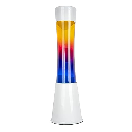 FISURA - Mehrfarbige Lavalampe. Weißer Sockel und Glas mit mehrfarbigem Farbverlaufseffekt. Lampe mit Entspannungseffekt. Mit Ersatzbirne. 11 zentimeter x 11 zentimeter x 39,5 zentimeter. von FISURA