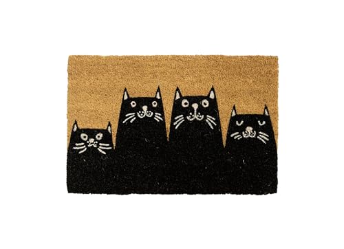 Fisura - Fußmatte außen Katzen Fußmatte aus Kokosnuss mit Rutschfester PVC-Rückseite. Fußabtreter für den Eingang. Handbemalt. Abmessungen: 60 x 40. Farbe: natürlich und andere von FISURA