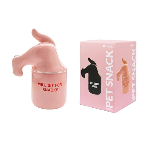 FISURA - Originaler Leckerli-Behälter Will sit“. Behälter für Tierfutter. Leckerli-Dose für Haustiere. Vorratsdose aus Keramik zur Lebensmittelaufbewahrung. 12x20 cm. (Rosa) von FISURA