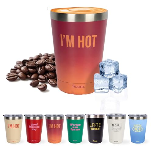 FISURA – Originaler Thermobecher. Thermobecher für Kaffee zum Mitnehmen. Kaffeetasse 310 ml. Thermotasse aus Edelstahl. BPA-frei. Autotasse. von FISURA