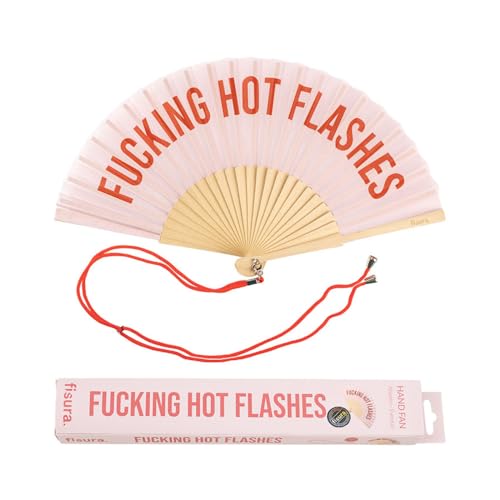 FISURA – Origineller Handfächer mit der Botschaft F*cking hot flashes. Moderner und lustiger Holzfächer. Rosa Fächer. Fächer mit Fächerhalter. Maße: 42,5 x 23 cm. FISURA – Origineller Handfächer mit der Botschaft F*cking hot flashes. Moderner und lustiger Holzfächer. Rosa Fächer. Fächer mit Fächerhalter. Maße: 42,5 x 23 cm. von FISURA