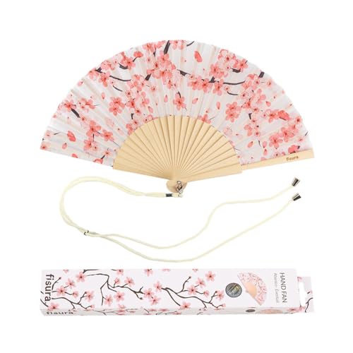FISURA - Origineller Handfächer mit japanischem Blumendruck. Moderner und farbenfroher Fächer aus Holz. Weißer und rosa Fächer. Maße: 42,5 x 23 cm. Materialien: Holz und Textil. FISURA - Origineller Handfächer mit japanischem Blumendruck. Moderner und farbenfroher Fächer aus Holz. Weißer und rosa Fächer. Maße: 42,5 x 23 cm. Materialien: Holz und Textil. von FISURA