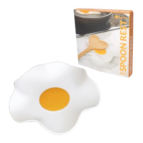 FISURA - Origineller Löffelhalter in Form eines Eis. Löffelhalter aus Silikon. Weiß-gelber, origineller Halter für Küchenutensilien. Origineller Küchenhalter. Maße: 12 x 12 cm. von FISURA