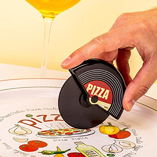 FISURA - Origineller "Vinyl"-Pizzaschneider. Pizzaschneider mit einem lustigen Rad. Pizzaschneider aus rostfreiem Stahl und ABS. Maße: 7,5 x 5,5 Zentimeter. von FISURA