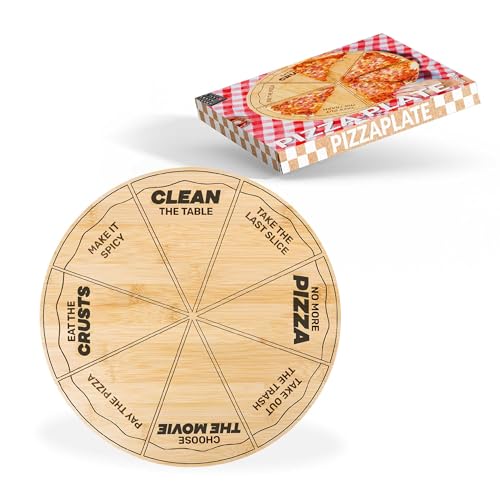 FISURA – Origineller Pizzateller. Pizzateller mit lustigen Botschaften. Servierplatte aus Bambusholz. Runder Teller mit gleichmäßigen Portionen. 35 Zentimeter. von FISURA