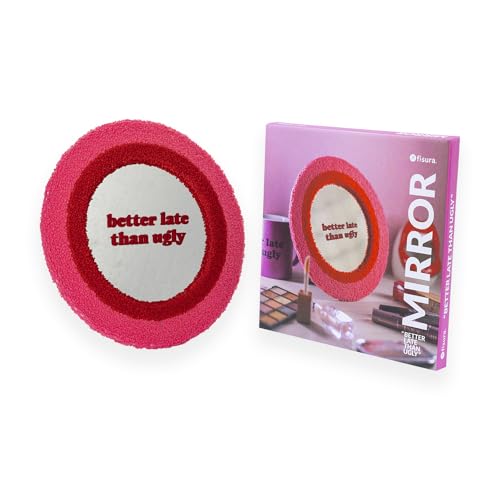 FISURA – Origineller Tischspiegel. Quadratischer Spiegel. Dekorativer Wandspiegel mit Muster. Kleiner Tischspiegel. (Better Late, rosa) von FISURA