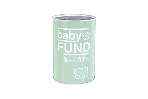 FISURA - Originelles Sparschwein mit Botschaft.Großes Stahlsparschwein für Erwachsene.Zinnsparschwein für Geschenke. (Baby Fund, grün) von FISURA