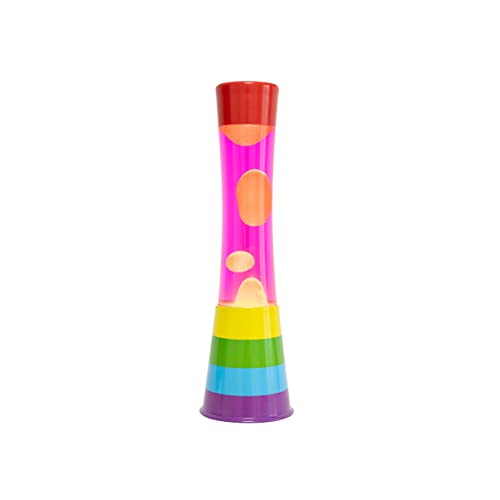 FISURA - Regenbogen-Lavalampe. Mehrfarbige Regenbogenbasis, rosa Flüssigkeit und orangefarbene Lava. Lavalampe mit Ersatzbirne. 11 x 11 x 39,5 zentimeter. von FISURA