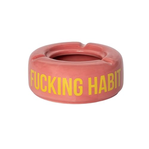 FISURA - Rosa Aschenbecher mit der Aufschrift "F*cking habit". Originelle Aschenbecher mit lustigem Spruch. Hergestellt aus Keramik. Maße: 10 x 10 x 4 Zentimeter. von FISURA