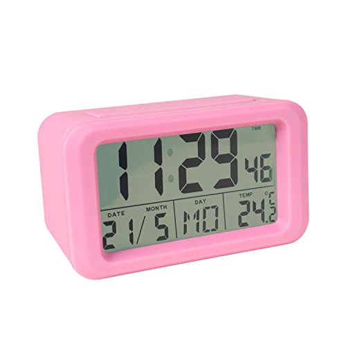 FISURA - Rosa Digitaler Wecker mit LED-Licht. Wecker mit Datums- und Temperaturanzeige. 2 Alarme. Schlummertaste. Wecker digital mit Batterie 2 AAA-Batterien. 12x5,5x7 von FISURA