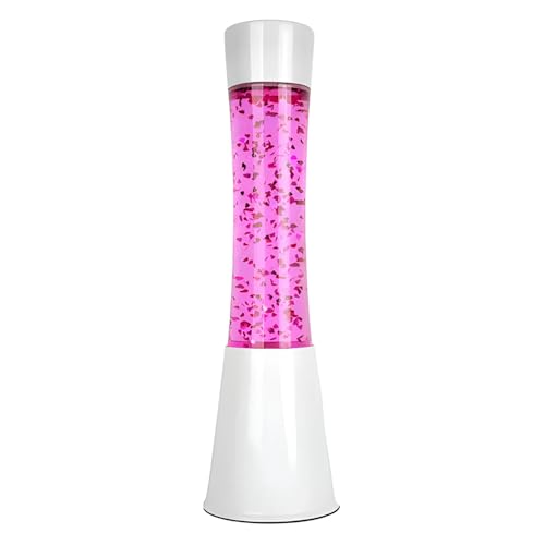 FISURA - Rosa Lavalampe. Weißer Sockel, rosa Flüssigkeit und glitzernde Herzen. Lampe mit Entspannungseffekt. Mit Ersatzbirne. 11 zentimeter x 11 zentimeterx 39,5 zentimeter. von FISURA
