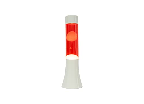 FISURA - Rote und weiße Lavalampe. 30 cm große Lavalampe mit weißem Sockel, roter Flüssigkeit und weißer Lava. Lampe mit Entspannungseffekt. 9x9x30 cm von FISURA