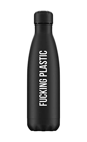 FISURA - Sport-Trinkflasche aus Edelstahl. Isolierte Thermoskanne für 24 Stunden Kaltgetränk und 12 Stunden Heißgetränk. 500 ml. BPA-frei. Weiß. (Schwarz, F*cking Plastic) von FISURA