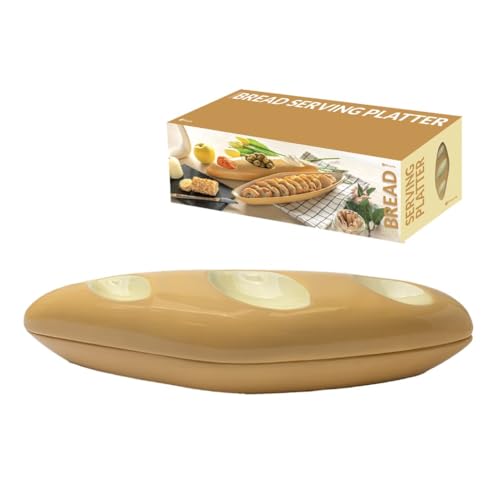 FISURA - Baguette-Teller. Origineller Teller für Vorspeisen. Snackteller in Form einer Baguette. Teller aus Porzellan mit 3 Fächern für Vorspeisen. Maße: 33,5 x 10 x 8 cm. von FISURA
