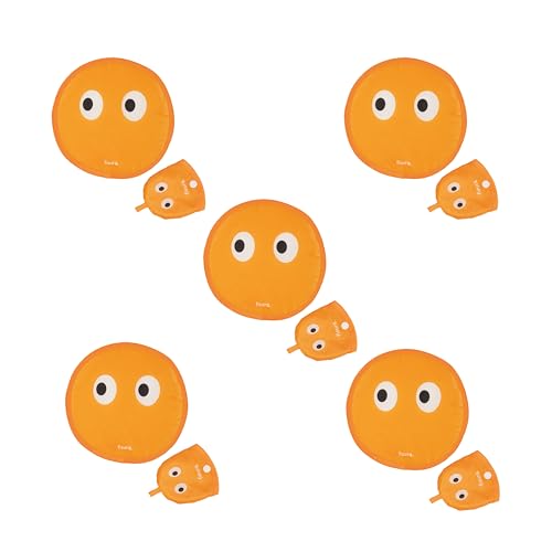 Fisura Faltbarer runder Handfächer Augen Original Faltbarer Handventilator Frisbee Orange Lustig 5 Stück Tragbarer Partyfächer 20cm, Augen, 5 Stück, One size von FISURA
