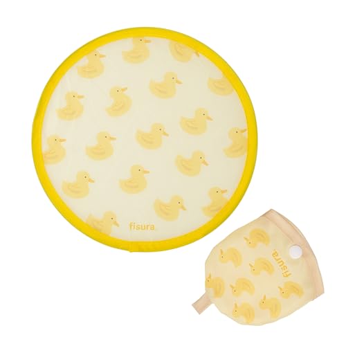 Fisura Faltbarer runder Handfächer Enten, Original Faltbarer Handventilator, gelber Frisbee mit Entendruck, 1 Stück, 20 cm, Enten, 1 Stück, One size von FISURA