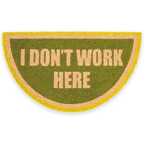 Fisura – Fußmatte “I Don’t Work” aus Kokosnuss mit Rutschfester PVC-Basis. Handbemalte Innenmatte in Grün. Türmatte mit lustigem Spruch. 70 cm x 40 cm. von FISURA
