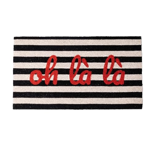 Fisura – Fußmatte Oh là là“ aus Kokosfaser mit Rutschfester PVC-Unterseite. Handbemalte schwarz-weiße Streifenmatte mit französischem Flair. Maße: 70 cm x 40 cm. Fisura – Fußmatte Oh là là“ aus Kokosfaser mit Rutschfester PVC-Unterseite. Handbemalte schwarz-weiße Streifenmatte mit französischem Flair. Maße: 70 cm x 40 cm. von FISURA