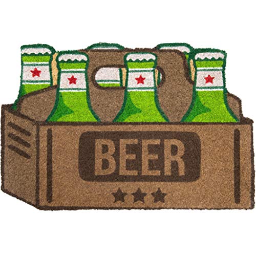 Fisura - Fußmatte außen Bier aus Kokosnuss mit Rutschfester PVC-Rückseite. Lustige Welcome Fußmatte. Handbemalt. Größe: 70 cm x 40 cm. Grün von FISURA