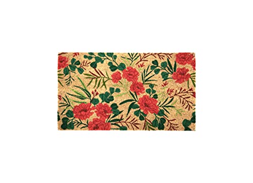 Fisura - Fußmatte außen Blumen aus Kokosfaser mit Rutschfester PVC-Rückseite. Lustige Welcome Fußmatte. Handbemalt. Größe: 70 cm x 40 cm. Farbe: Natur, rot und grün. von FISURA