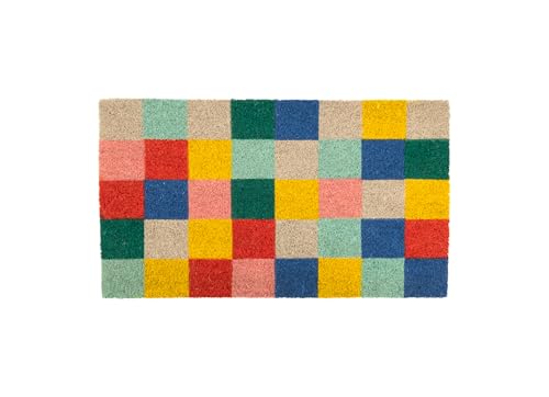 Fisura - Fußmatte außen Tabellen Fußmatte aus Kokosnuss mit Rutschfester PVC-Rückseite. Fußabtreter für den Eingang. Handbemalt. Abmessungen:70 x 40. Quadrate von FISURA
