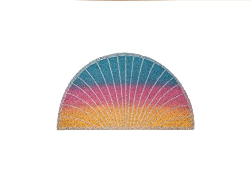 Fisura - Fußmatte außen "zerstörte Hülle" aus Kokosnuss mit rutschfester PVC-Rückseite. Lustige welcome Halbrunde Fußmatte. Abmessungen: 70 cm x 40 cm. Farben: gelb, rosa, blau und weiß. von FISURA