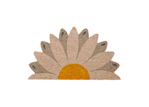 Fisura - Fußmatte außen Gänseblümchen aus Kokosnuss mit Rutschfester PVC-Rückseite. Lustige Welcome Fußmatte. Handbemalt. Größe: 70 cm x 40 cm. Brauntöne. von FISURA