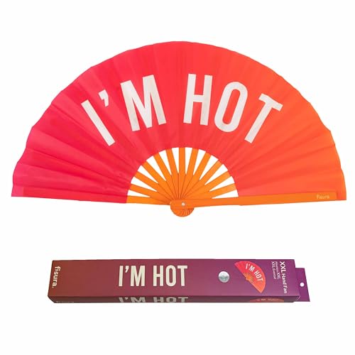 Fisura – Großer Faltbarer Fächer “I’m hot”. Originaler Fächer mit großer Aufschrift. Rosa XXL-Fächer. Faltbarer Bambusfächer. 64 x 33 Zentimeter. Fisura – Großer Faltbarer Fächer “I’m hot”. Originaler Fächer mit großer Aufschrift. Rosa XXL-Fächer. Faltbarer Bambusfächer. 64 x 33 Zentimeter. von FISURA