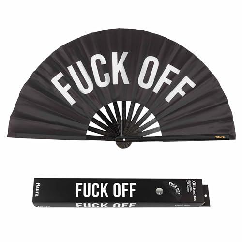 Fisura – Großer Faltbarer Fächer Originaler Fächer mit großer Aufschrift. XXL-Fächer. Faltbarer Bambusfächer. 64 x 33 Zentimeter. von FISURA