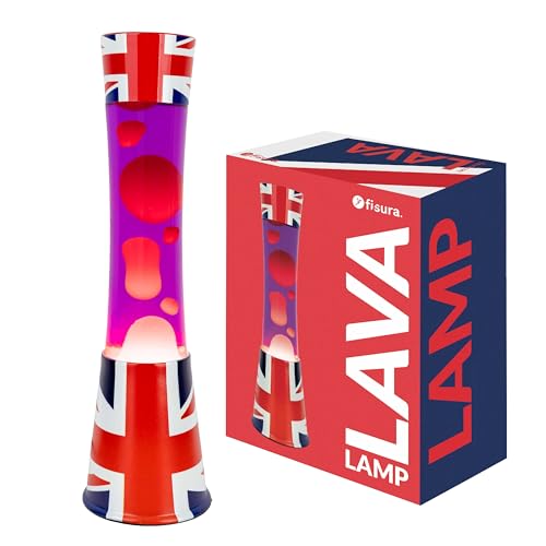 Fisura - Lavalampe UK-Flagge. Basis mit Flaggenmuster, violette Flüssigkeit und rote Lava. Beruhigender Effekt. Mit Ersatzglühbirne. 11 cm x 11 cm x 39,5 cm. Fisura - Lavalampe UK-Flagge. Basis mit Flaggenmuster, violette Flüssigkeit und rote Lava. Beruhigender Effekt. Mit Ersatzglühbirne. 11 cm x 11 cm x 39,5 cm. von FISURA