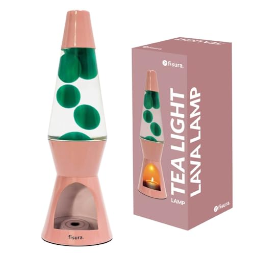 Fisura - Lavalampe mit Kerze. Lavalampe ohne Strom. Rosa und grüne Lavalampe. Umweltfreundliche Lampe. Originelles Geschenk. 29 cm x 8,5 cm (Kerze Nicht enthalten) von FISURA