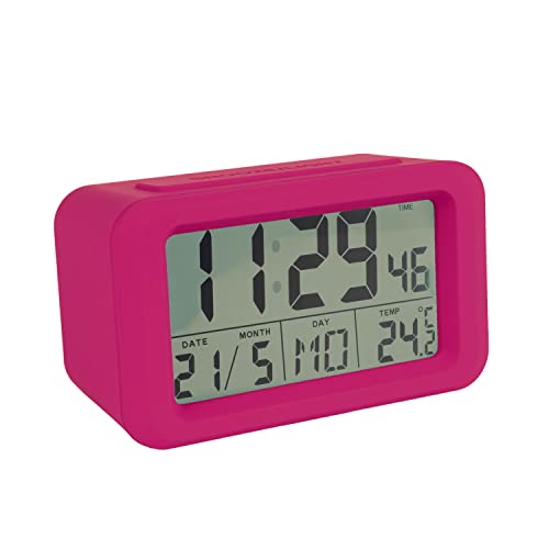 FISURA - Lila Digitaler Wecker mit LED-Licht. Wecker mit Datums- und Temperaturanzeige. 2 Alarme. Schlummertaste. Wecker digital mit Batterie 2 AAA-Batterien. 12x5,5x7 von FISURA