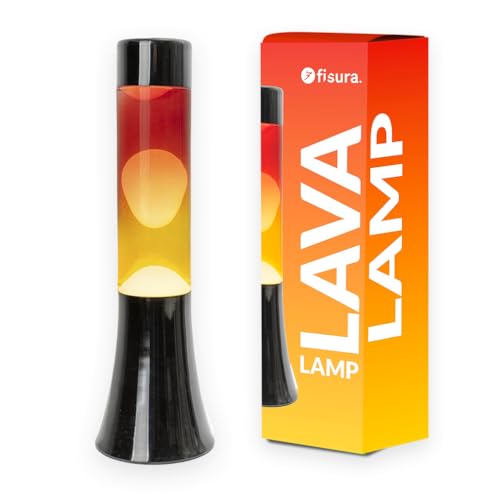 Fisura - Mehrfarbige Lavalampe mit Farbverlauf. 30 cm hohe Lavalampe mit schwarzer Basis und Glas mit Sonnenuntergangs-Farbverlauf. Entspannungseffekt. 9x9x30 cm von FISURA